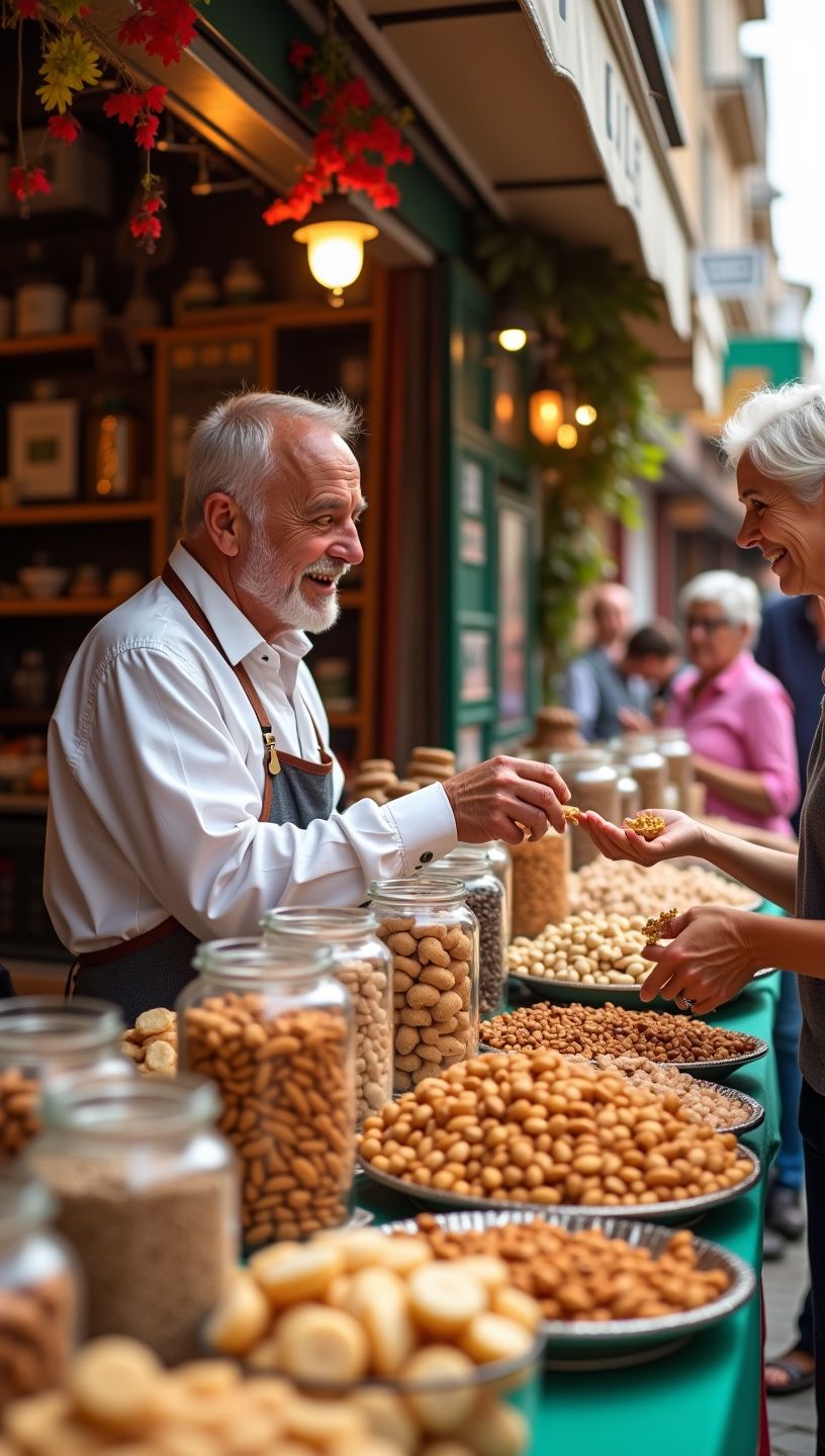 Αναμνηστική εικόνα από παραδοσιακή ελληνική γιορτή με σνακ ξηρών καρπών